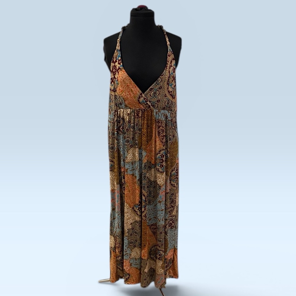 Sleeveless Patchwork Paisley Maxi Dress - Multicolor